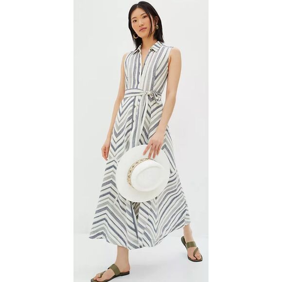 Anthropologie Chevron Maxi Dress in White and Black - Picture 1 of 10